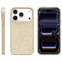 D-Pro Crystal Sparkle etui hybrydowe błyszczące z kryształkami do Apple iPhone 17 Pro (Złoty)