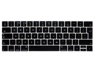 Nakładka osłona silikonowa na klawiaturę laptopa Apple MacBook Pro 13 (A1706/A1989/A2159) / Pro 15 (A1707/A1990) TouchBar (Layout EU PL) (Czarna)