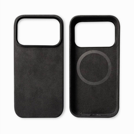 Etui D-Pro Alcantara® oryginalna włoska tkanina zamszowa obudowa z magnesem MagSafe do Apple iPhone 17 Pro (Dark Gray/ Ciemny Szary)