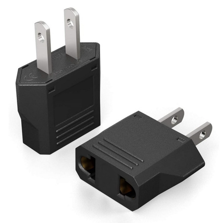 Adapter sieciowy przejściówka gniazdko polskie europejskie EU PL - wtyczka amerykańska USA Kanada (Czarny)