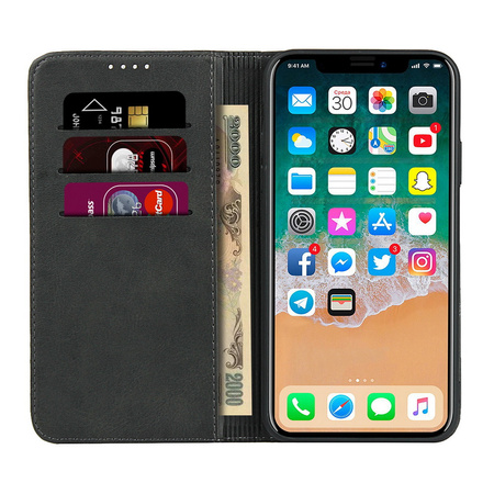 D-Pro Flip Cover Wallet Case etui z klapką magnetyczną portfel iPhone 14 (Black)