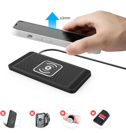 Ładowarka indukcyjna D-Pro D10 20W QI Wireless Charging Pad bezprzewodowa mata ładująca antypoślizgowa samochodowa (Czarny)
