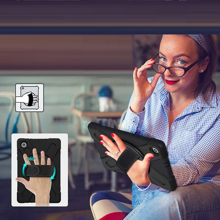 Etui D-Pro 360 Armor Strap Case obudowa pancerna z uchwytem na rękę i paskiem na ramię do  Lenovo Tab M10 Plus 2nd Gen. 10.3" (X606) / Lenovo Tab K10 10.3" (TB-X6C6) (Czarny)