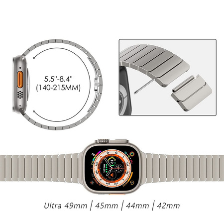 Pasek bransoleta stalowa Steel Link do Apple Watch 4/5/6/7/8/9/10/11/SE/Ultra 1/2/3 44/45/49mm (Tytanowy)
