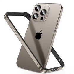 Etui D-Pro Bumper Metal+TPU ramka ochronna aluminium+guma do Apple iPhone 15 Pro (Titanium / Tytanowy)