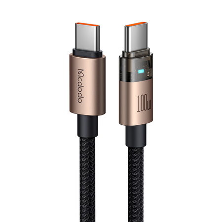Kabel Mcdodo przewód USB-C do USB-C Type-C do szybkiego ładowania PD 100W nylonowy oplot 120cm 1.2m (Czarny/Złoty)