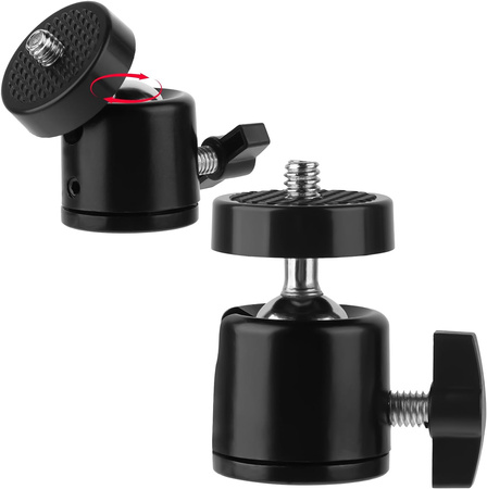 Adapter statywowy mini głowica kulowa na gwint 1/4" do kamer aparatów