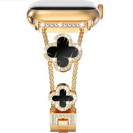 Bransoleta Glow VNC Clover Band ozdobny pasek do Apple Watch 4/5/6/7/8/9/10/11/SE 1/2/3 40/41/42mm (Złoty / Czarny)