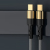 Kabel przewód USB-C do USB-C Type-C do szybkiego ładowania PD 100W nylonowy oplot 200cm 2m (Czarny / Złoty)
