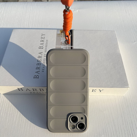 Etui D-Pro 3D Silicone Case Wrist Rope ze smyczą na nadgarstek - iPhone 15 (Biały)