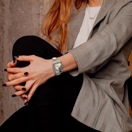 Bransoleta Glow VNC Clover Band  ozdobny pasek do Apple  Watch 4/5/6/7/8/9/10/11/SE 1/2/3 40/41/42mm (Srebrny)