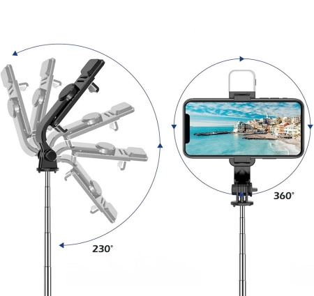 Zestaw lampa pierścieniowa LED Ring Fill + statyw tripod 130cm + mikrofon bezprzewodowy USB-C + Lightning + selfiestick z lampą LED 