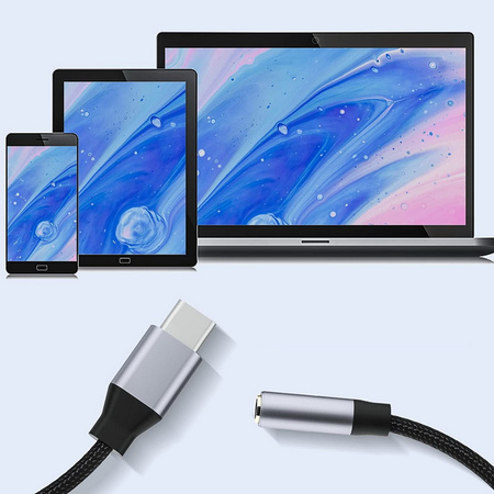 Adapter przejściówka wtyk USB-C do słuchawek mini jack 3.5mm (Space Gray)
