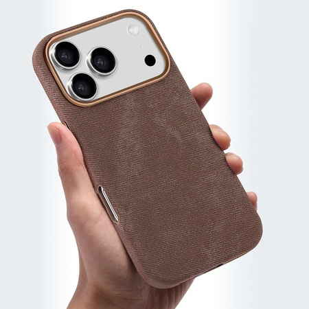 D-Pro Micro Velvet Fabric MagSafe etui materiałowe magnetyczne do Apple iPhone 17 Pro (Pomarańczowy)