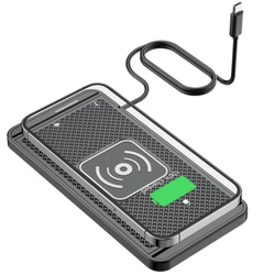 Ładowarka indukcyjna D-Pro D10 20W QI Wireless Charging Pad bezprzewodowa mata ładująca antypoślizgowa samochodowa (Czarny)