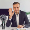 Mikrofon zewnętrzny krawatowy bezprzewodowy z odbiornikiem USB-C Typ-C + Adapter do Apple Lightning iPhone Android + DeadCat osłona przeciwwietrzna Vlog Podcast YouTube TikTok Stream Transmisja (2 szt.)