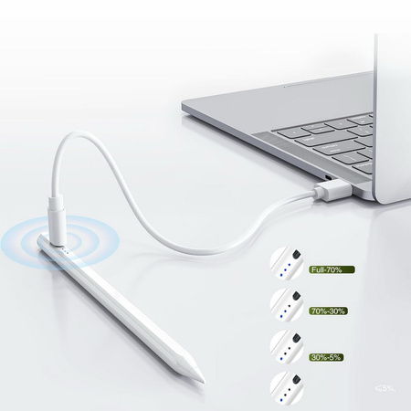 Rysik D-Pro Stylus Pen Pencil 2 Gen. Palm Rejection / Tilt Sensing precyzyjny do rysowania dla Apple iPad (2018-2025) iPad 6/7/8/9/10/11 iPad Mini 5/6/7 iPad Air 3/4/5/6/7/M2/M3 iPad Pro 11" 1/2/3/4/5/M4 iPad Pro 12.9" 3/4/5/6 iPad Pro 13" 7 M4 (Biały)