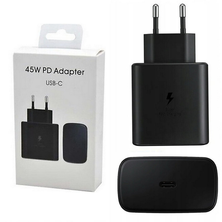 Ładowarka sieciowa zasilacz adapter USB-C Typ-C 45W PD uniwersalny do szybkiego ładowania (Czarny)