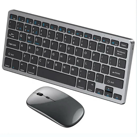Klawiatura i mysz bezprzewodowa Bluetooth 2.4G + USB do komputera PC Mac iPad Windows Android Smart TV (Space Gray / Szary)