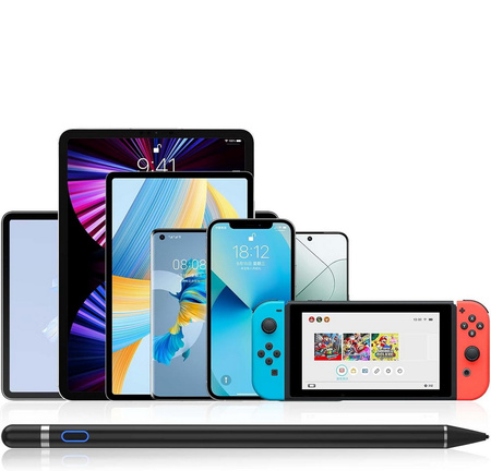 Rysik D-Pro Stylus Pen Active Pencil S7 aktywny pojemnościowy uniwersalny do ekranów dotykowych tablet telefon iOS Android Windows (Czarny)