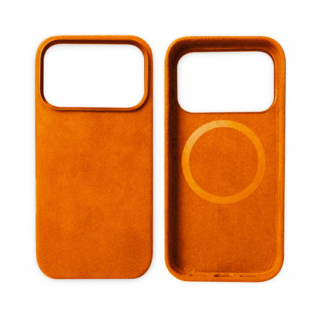 Etui D-Pro Alcantara® oryginalna włoska tkanina zamszowa obudowa z magnesem MagSafe do Apple iPhone 17 Pro Max (Orange / Pomarańczowy)