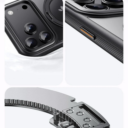 Etui Grip 360 Rotate Stand MagSafe Case obudowa magnetyczna matowa magnes stojak podstawka do Apple iPhone 17 Pro (Czarny)