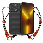 D-Pro 3D Silicone Case Wrist Rope etui ze smyczą na nadgarstek - iPhone 15 (Black)