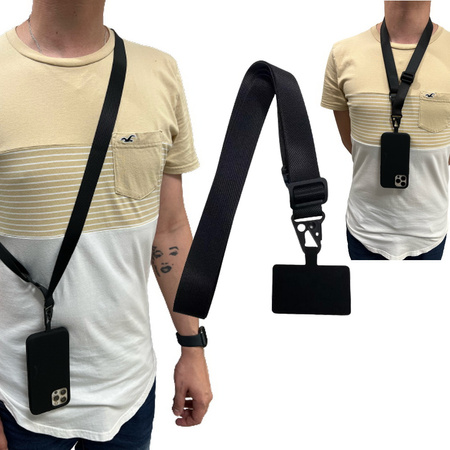 Smycz D-Pro Crossbody XL Neck Strap pasek na ramię szyję wkładka pod etui do telefonu (Czarna)