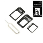 4w1 zestaw adapterów do kart Sim (Micro/Nano) + kluczyk igła do wyjmowania tacki