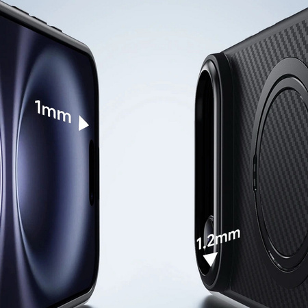 Etui D-Pro Stealth Carbon MagSafe Stand Case obudowa magnetyczna karbonowa magnes stojak podstawka do Apple iPhone 17 (Czarny)