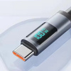 Kabel przewód USB-C do USB-C Type-C z wyświetlaczem LED do szybkiego ładowania PD 100W nylonowy oplot 100cm 1m (Czarny)
