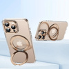 Etui D-Pro Crystal PC MagSafe Stand Case obudowa magnetyczna nieżółknąca magnes stojak podstawka do Apple iPhone 16 Pro (Przezroczysty / Titanium Gold)