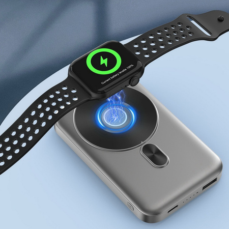 Power Bank D-Pro T3 indukcyjny magnetyczny szybkie ładowanie 22.5W PD Apple Watch AirPods iPhone MagSafe 10000mAh (Starlight Titanium / Tytanowo złoty)