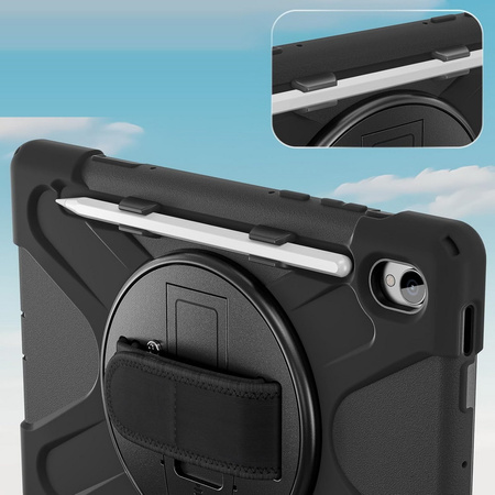 D-Pro 360 Shock V2 Strap Case etui pancerne z uchwytem na rękę i paskiem na ramię do Samsung Tab S11 (X730/X736/X736B) (Czarny)