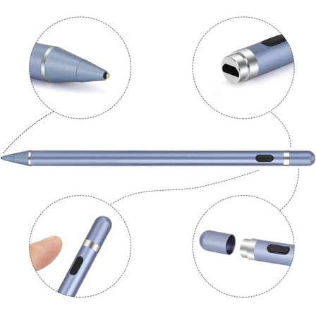 Rysik D-Pro Stylus Pen Active Pencil S7 aktywny pojemnościowy uniwersalny do ekranów dotykowych tablet telefon iOS Android Windows (Niebieski)