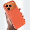 D-Pro Micro Velvet Fabric MagSafe etui materiałowe magnetyczne do Apple iPhone 17 Pro (Pomarańczowy)