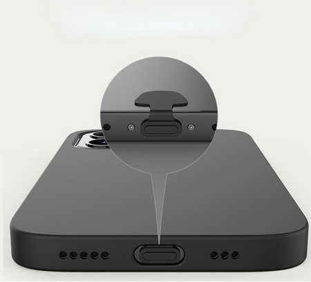 Zatyczka zaślepka portu gniazda ładowania przeciw kurzowi Anti-Dust Plug USB-C Type-C Apple iPhone 15/16/17 / Samsung / Android (Czarny)