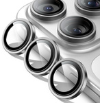 3x Szkło na aparat kamerę AR+AF antyrefleksyjna szybka ochronna z metalowym ringiem z aplikatorem do Apple iPhone 17 Pro / 17 Pro Max (Silver / Srebrny)
