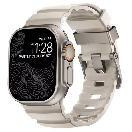 Pasek MFC Plaza Band opaska sportowa do Apple Watch 4/5/6/7/8/9/10/11/SE/Ultra 1/2/3 44/45/46/49mm (Beżowy)