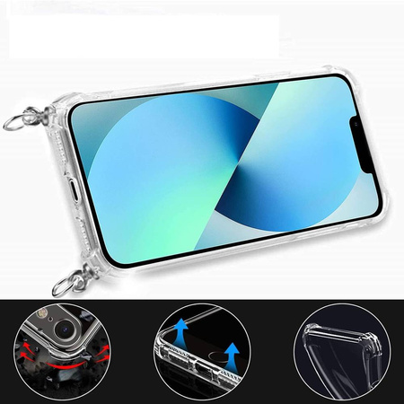 Etui D-Pro Crossbody TPU na sznurku z paskiem na ramię smycz na szyję do iPhone 15 Pro Max (Czarny)