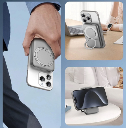 Power Bank D-Pro T3 indukcyjny magnetyczny szybkie ładowanie 22.5W PD Apple Watch AirPods iPhone MagSafe 10000mAh (Starlight Titanium / Tytanowo złoty)