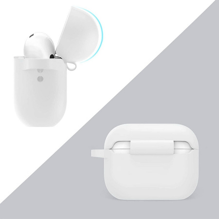 Etui D-Pro Silicone Case silikonowa obudowa z metalowym karabińczykiem do Apple AirPods Pro 3 (2025) (Biały)