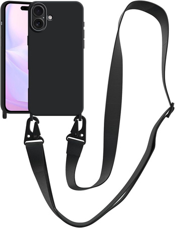 Etui D-Pro Crossbody XL obudowa pasek smycz zawieszka na ramię szyję iPhone 16e (Czarny)