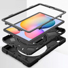 Zestaw D-Pro 360 Armor Strap Case etui pancerne z uchwytem na rękę i paskiem na ramię do Samsung Galaxy Tab S6 Lite 10.4" P610/P615 2020 P613/P619 2022 SM-P620/SM-P625 2024 + szkło ochronne