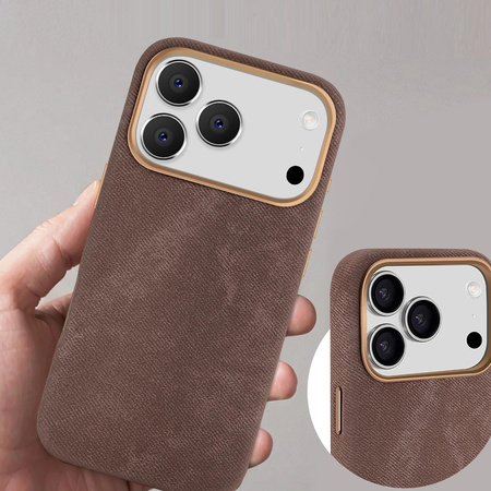 D-Pro Micro Velvet Fabric MagSafe etui materiałowe magnetyczne do Apple iPhone 17 Pro (Pomarańczowy)