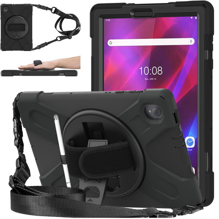 Etui D-Pro 360 Armor Strap Case obudowa pancerna z uchwytem na rękę i paskiem na ramię do  Lenovo Tab M10 Plus 2nd Gen. 10.3" (X606) / Lenovo Tab K10 10.3" (TB-X6C6) (Czarny)