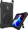 Zestaw D-Pro 360 Armor Strap Case etui pancerne z uchwytem na rękę i paskiem na ramię do Samsung Galaxy Tab Active 5 (X300/X306B) 2024 + szkło ochronne i ładowarka z kablem 
