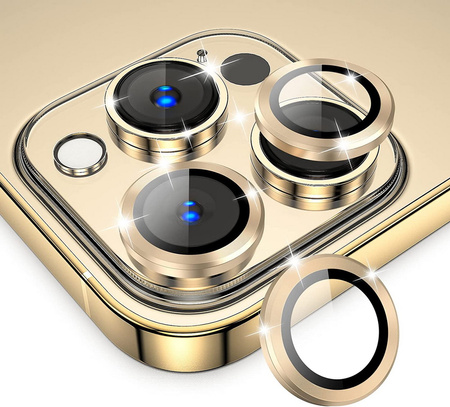  Zestaw szkło szybka ochronna na kamerę aparat obiektyw do iPhone 14 Pro/14 Pro Max (3 szt.) (Gold)