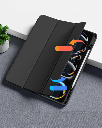 Etui D-Pro Smart Cover Case pokrowiec obudowa z klapką z uchwytem na rysik do Apple iPad Pro 11" 5 Gen. M4 (2024) / 6 Gen. M5 (2025) (Czarny)