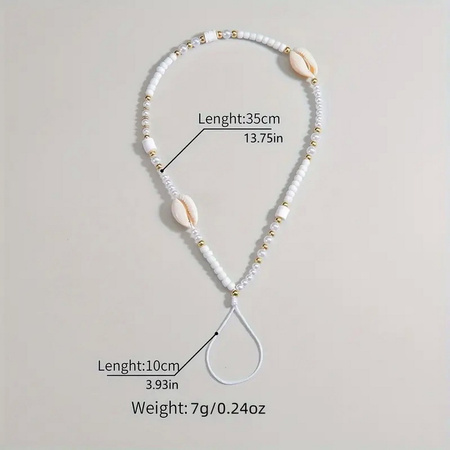 D-Pro Shell Hand Charms Strap V2  smycz ozdobna muszelki pasek na rękę phone charm zawieszka etui telefon (Biały)